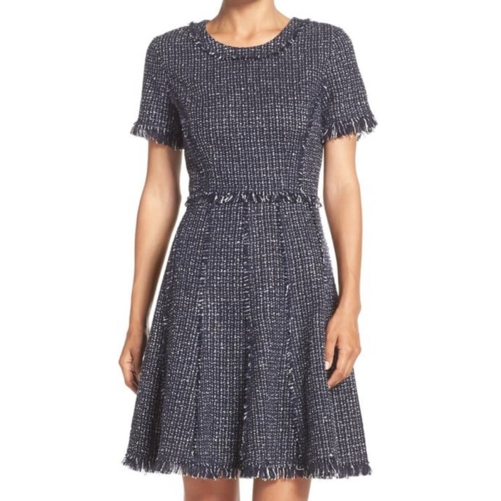 Eliza J Tweed Dress, navy blue size 2P